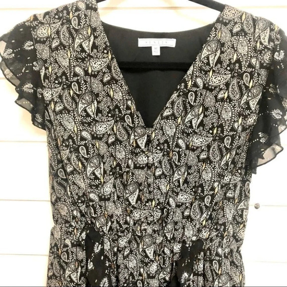 Senlis Paisley Moroccan Elaine Ruffle V-Neck Flutter Sleeve Dress Size Md NEW - Picture 5 of 13